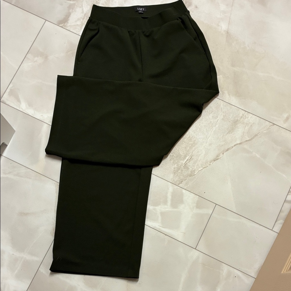 LOFT Dark Olive Pull-On Trousers XS
